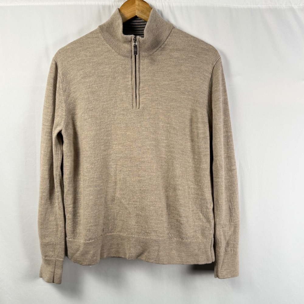UNTUCKit Belguardo Tan Merino Wool Quarter Zip Sweater Mens XL 31811 Regular Fit